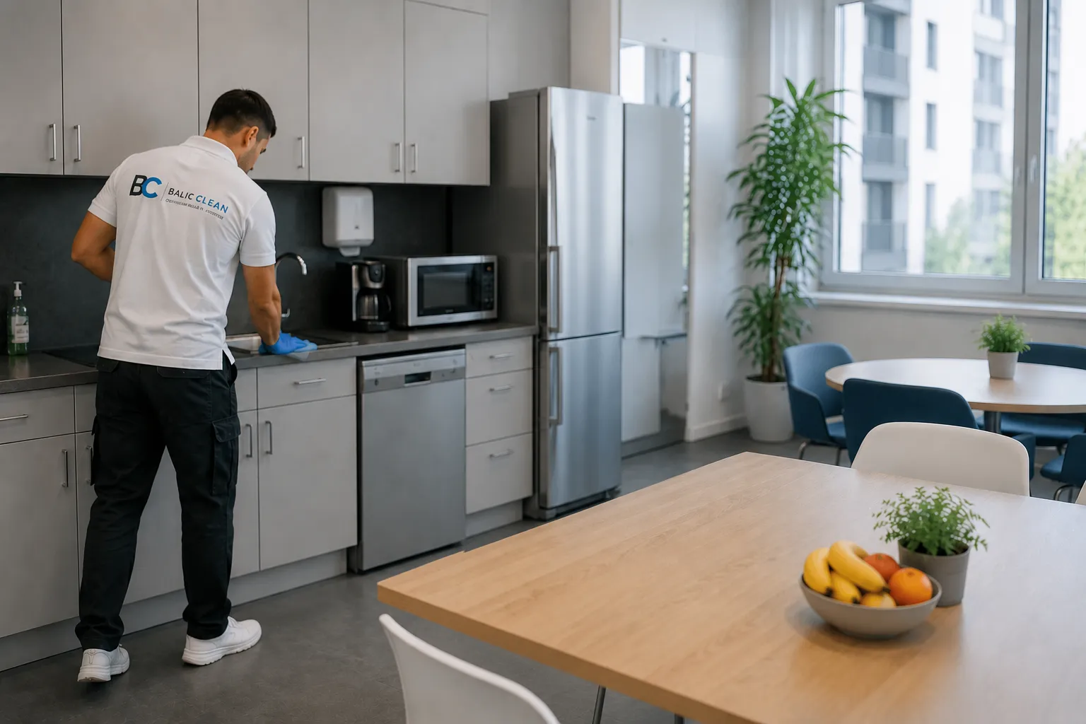 Balic Clean reinigt die Küche und den Pausenraum eines Büros in Berlin