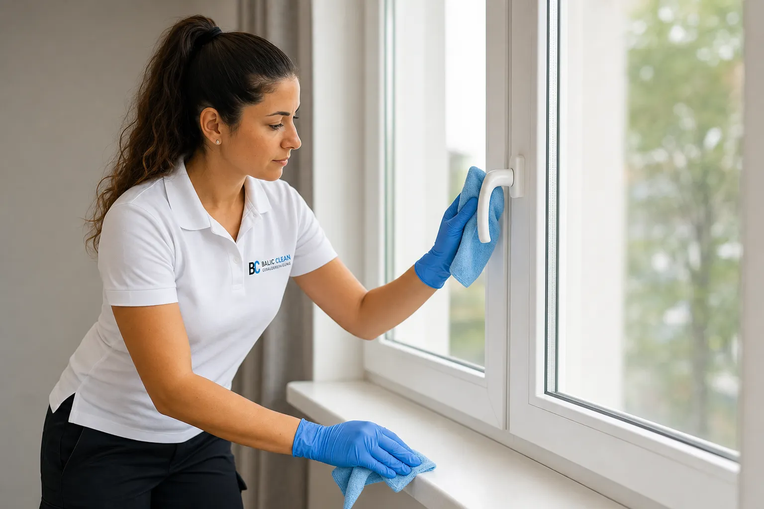 Balic Clean reinigt Fensterrahmen, Fensterbank und Griff