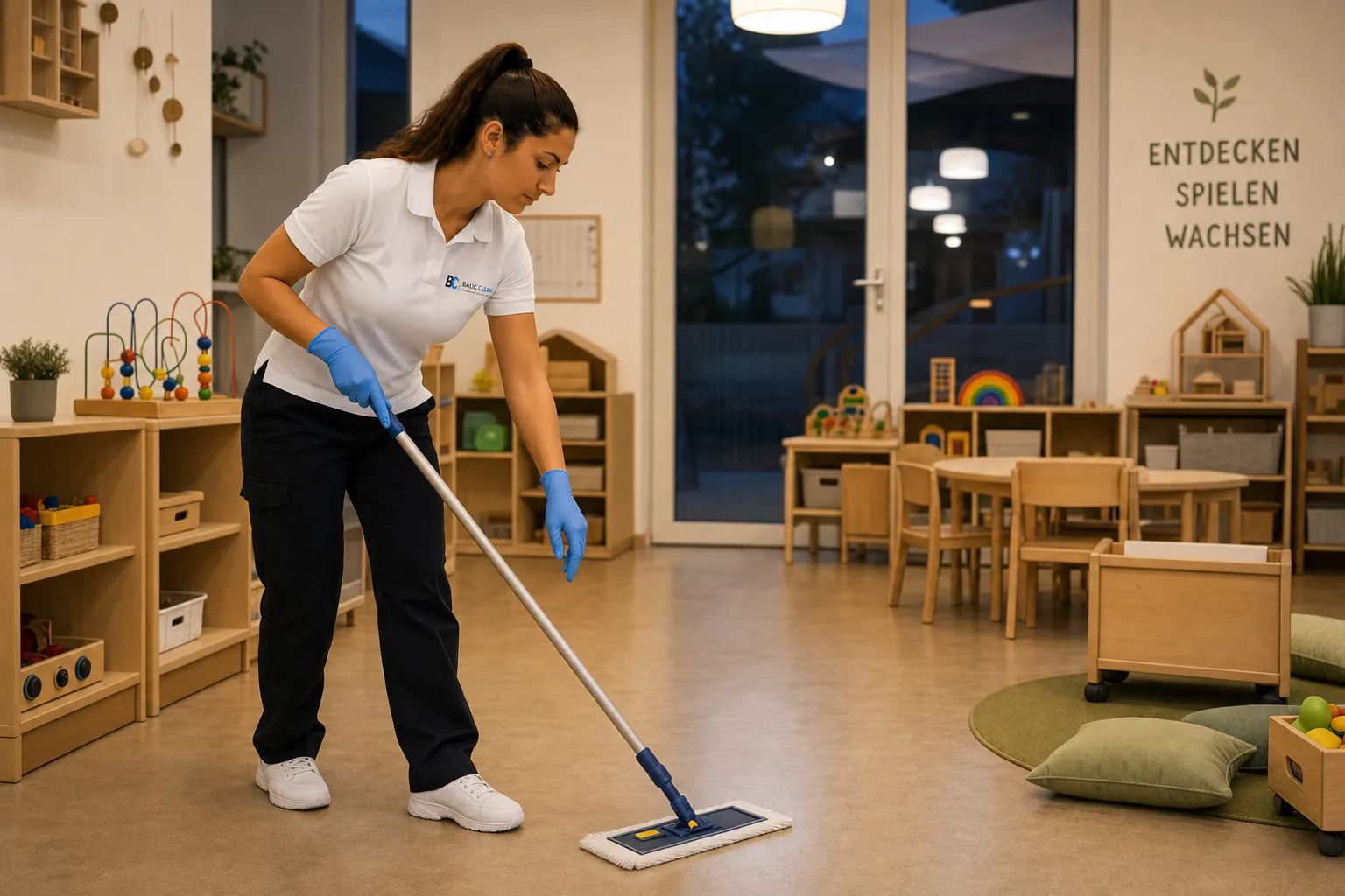 Balic Clean bei der Unterhaltsreinigung einer Kita außerhalb der Betreuungszeiten